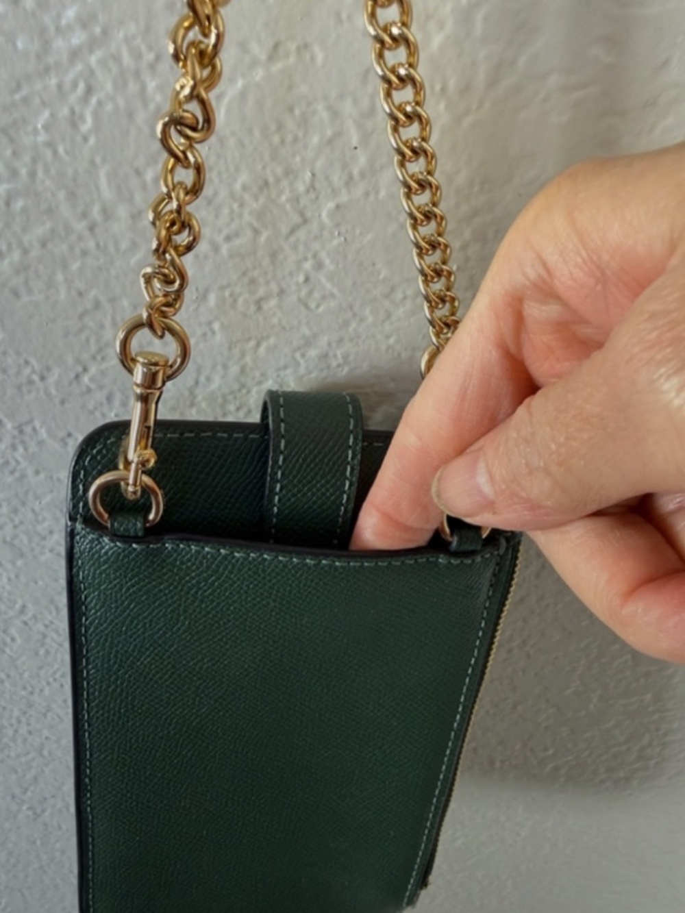 Coach North/South Phone Crossbody Bag in Everglade Deep Green Jewel Tone - Picture 10 of 14